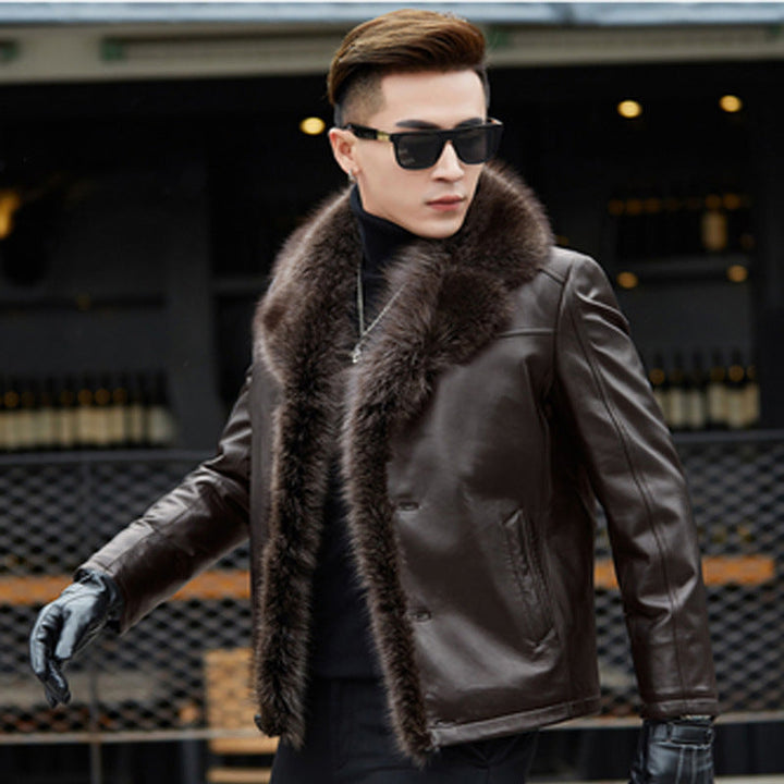 Stay Stylish and Warm This Winter with Our Men's Thickened Leather Jacket