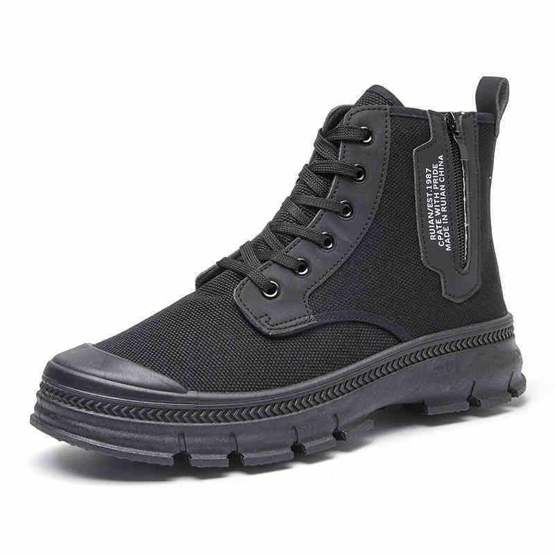 Hiking Boots Men's Side Zipper Shoes